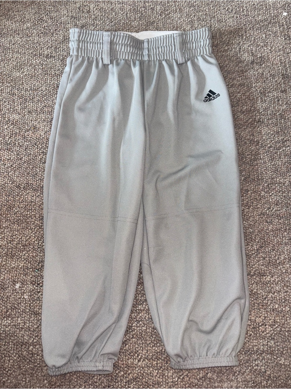 adidas Kids Light Gray Athletic Joggers with Elastic Waist